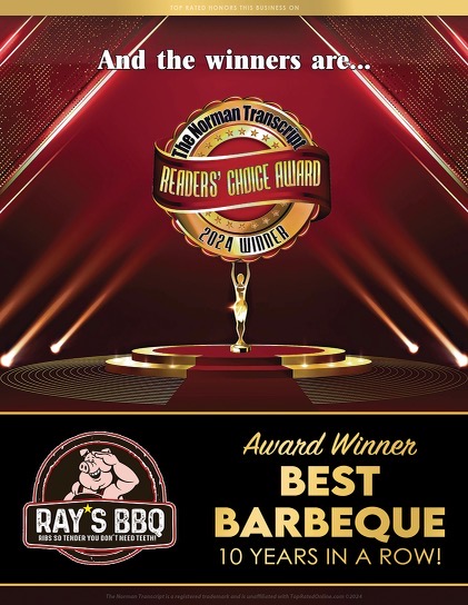 Readers Choice award for Best Barbeque 10 years in a row