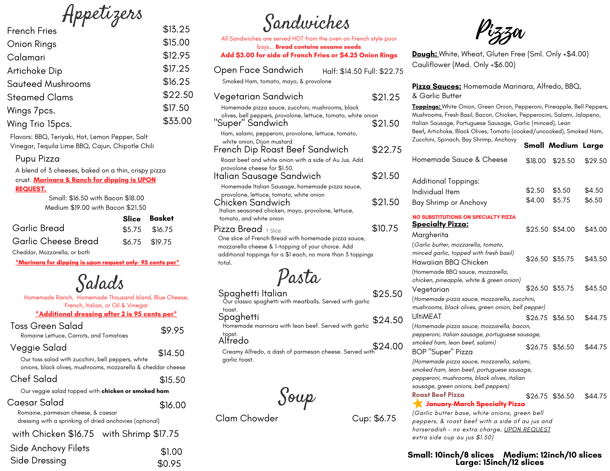 Brick Owen Pizza menu 2