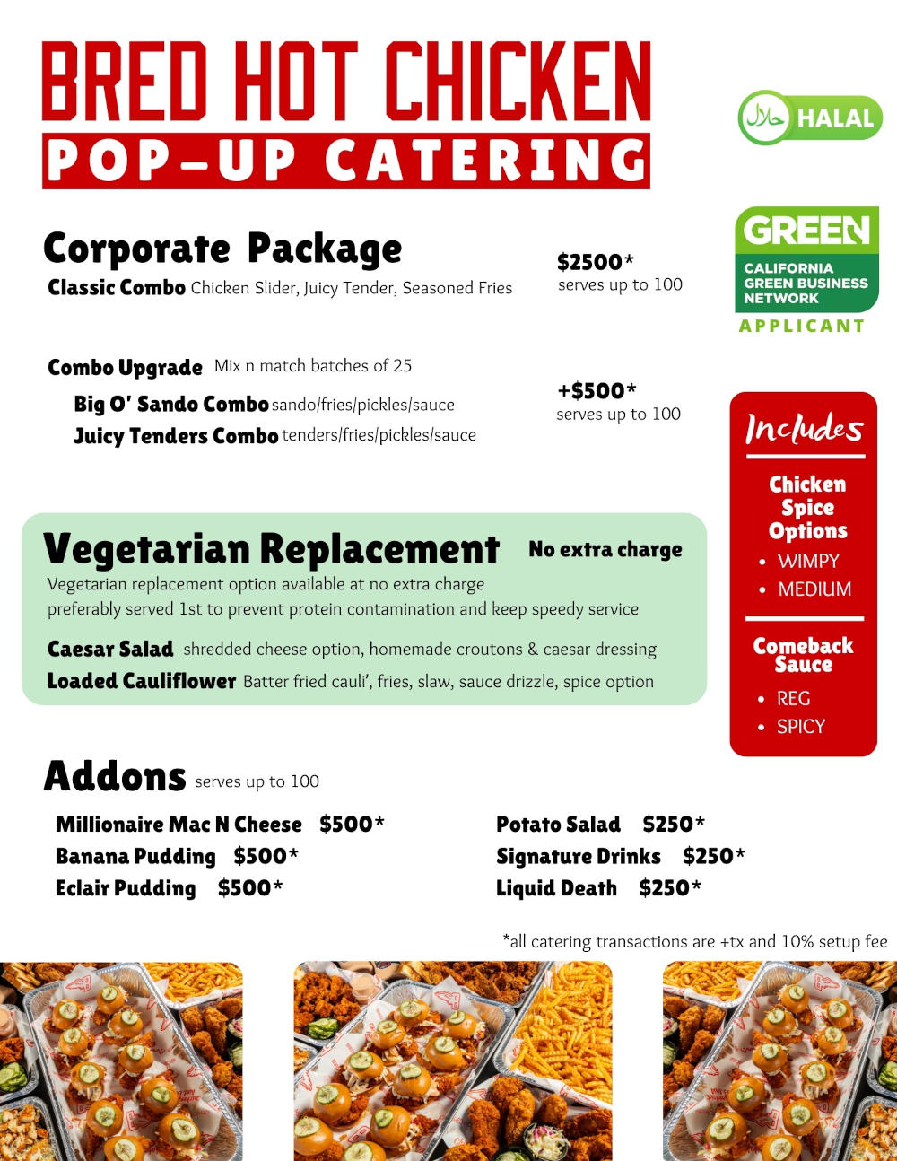 Catering menu