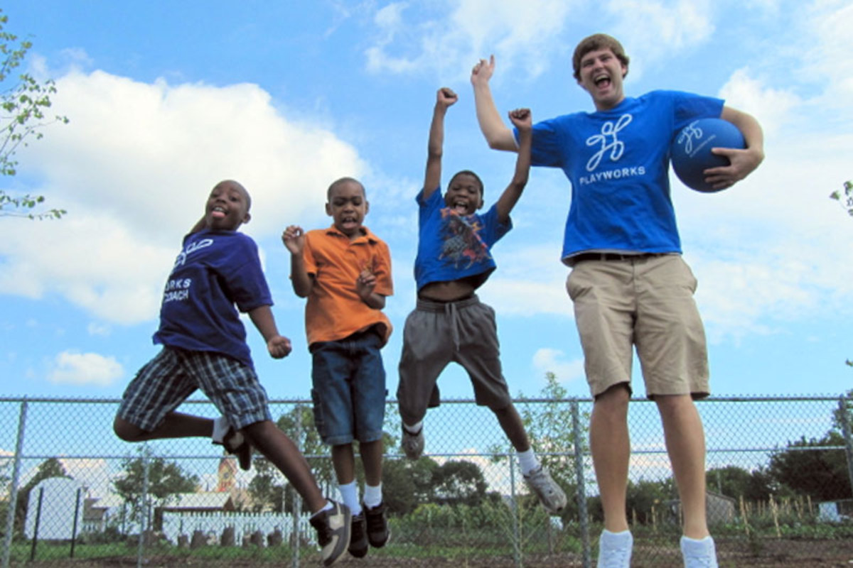 A group of kids jumping