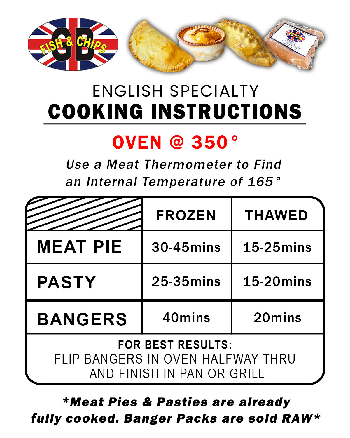 english specialty cooking instructions