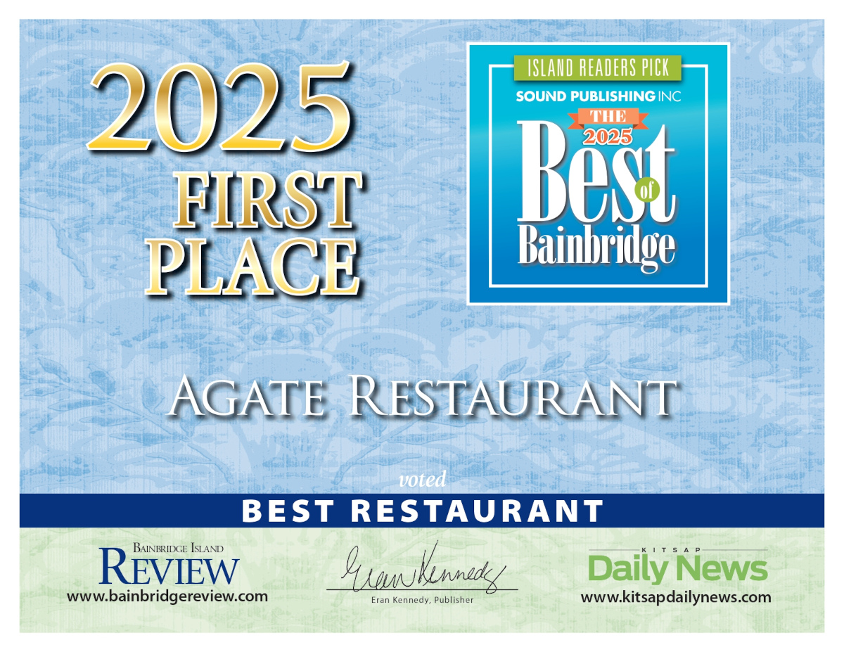 Agate Restaurant voted as the Best Restaurant of 2025 in the Best of Bainbridge