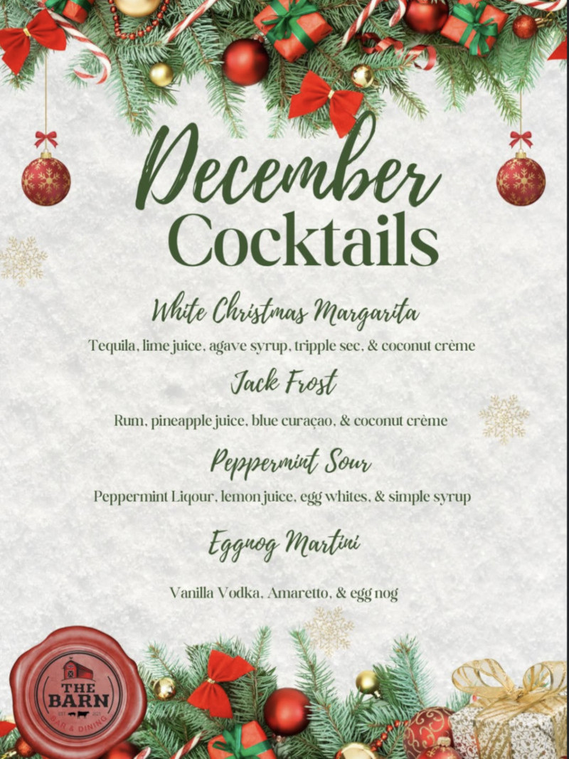 December Cocktails Menu