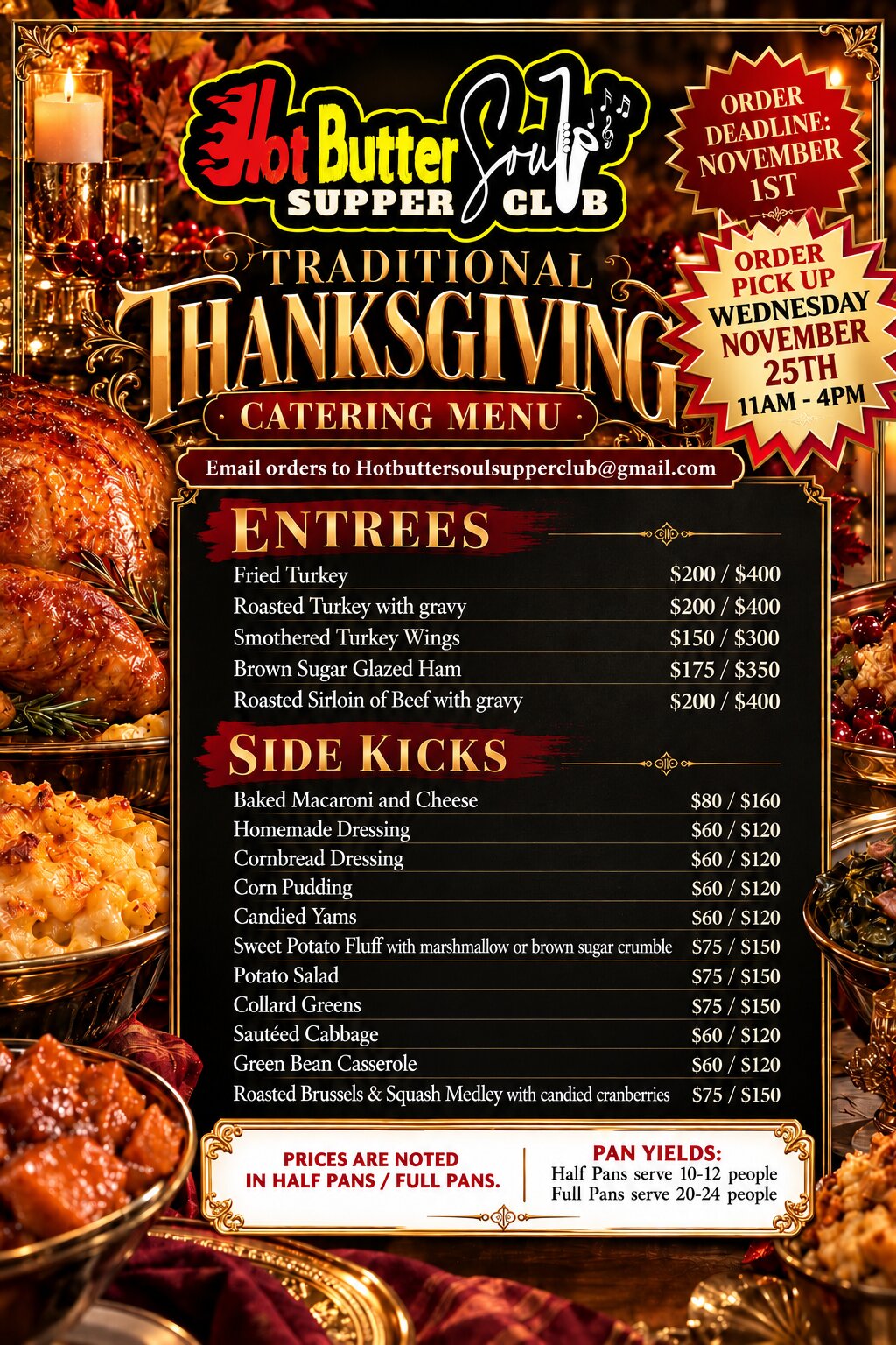 traditional thanksgiving catering menu image