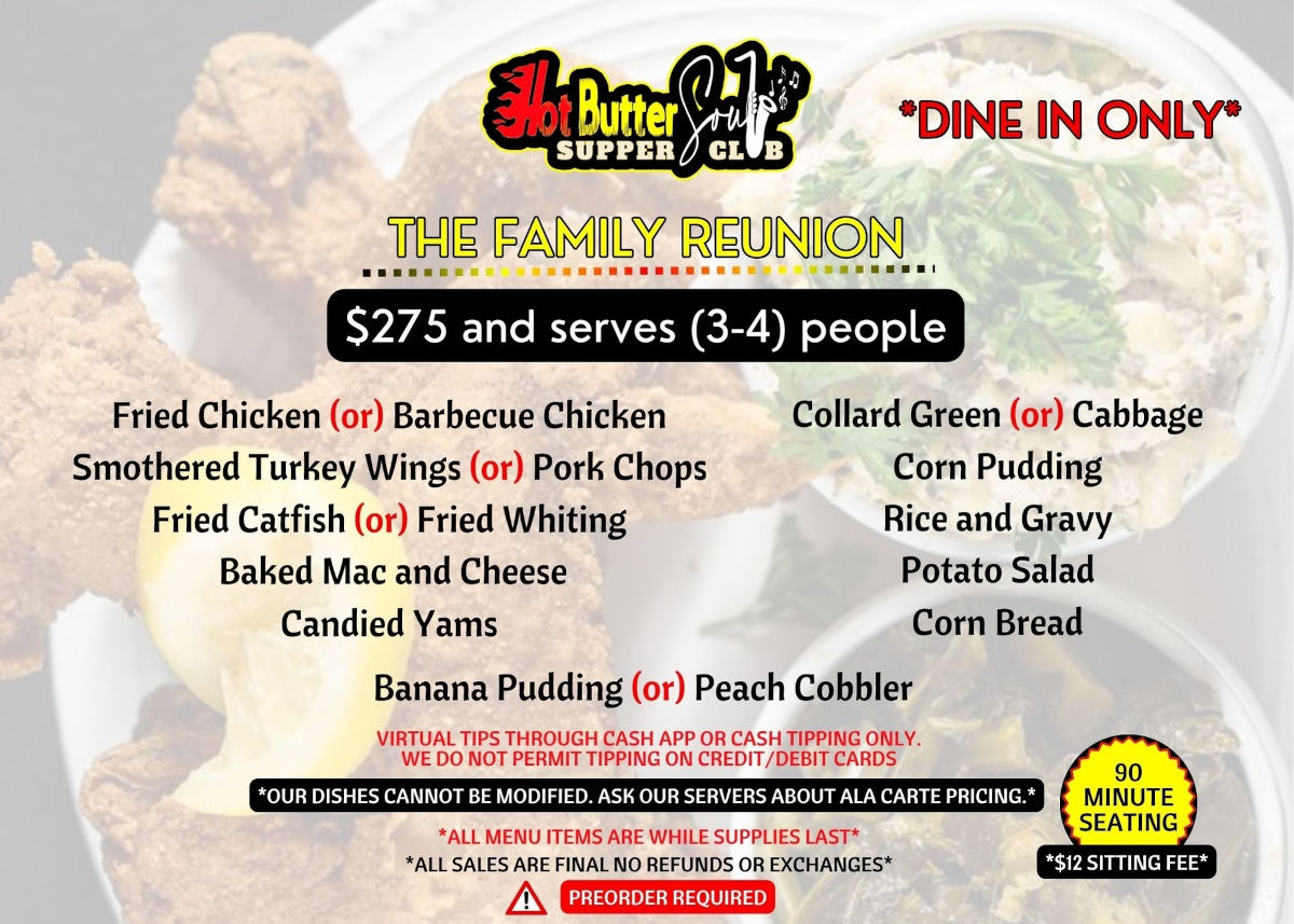 the familiy reunion menu
