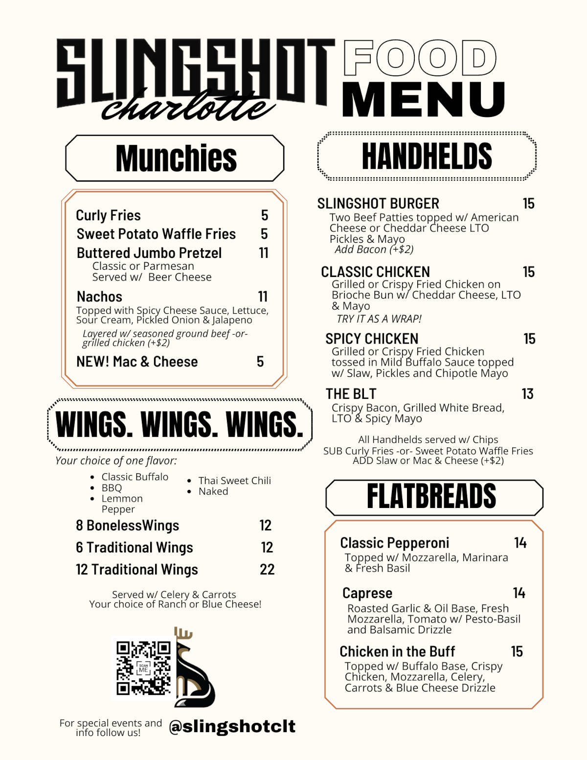 Slingshot Food menu