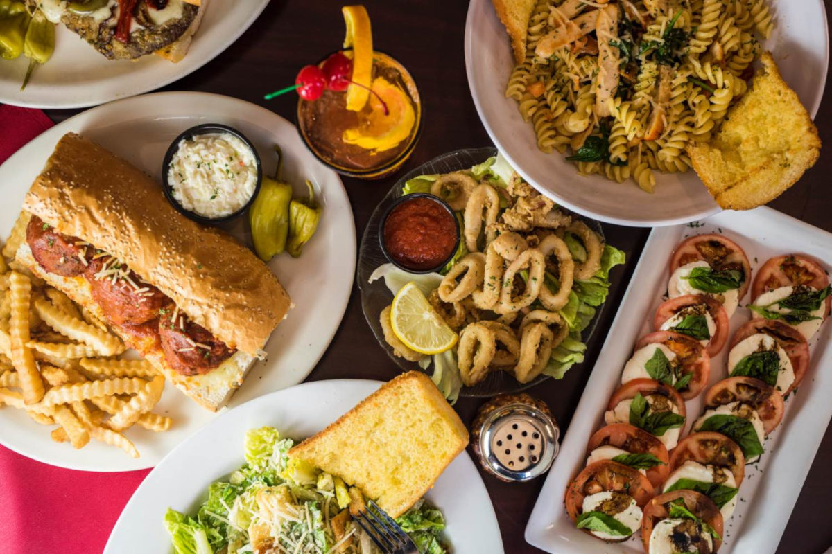 various food dishes, top view