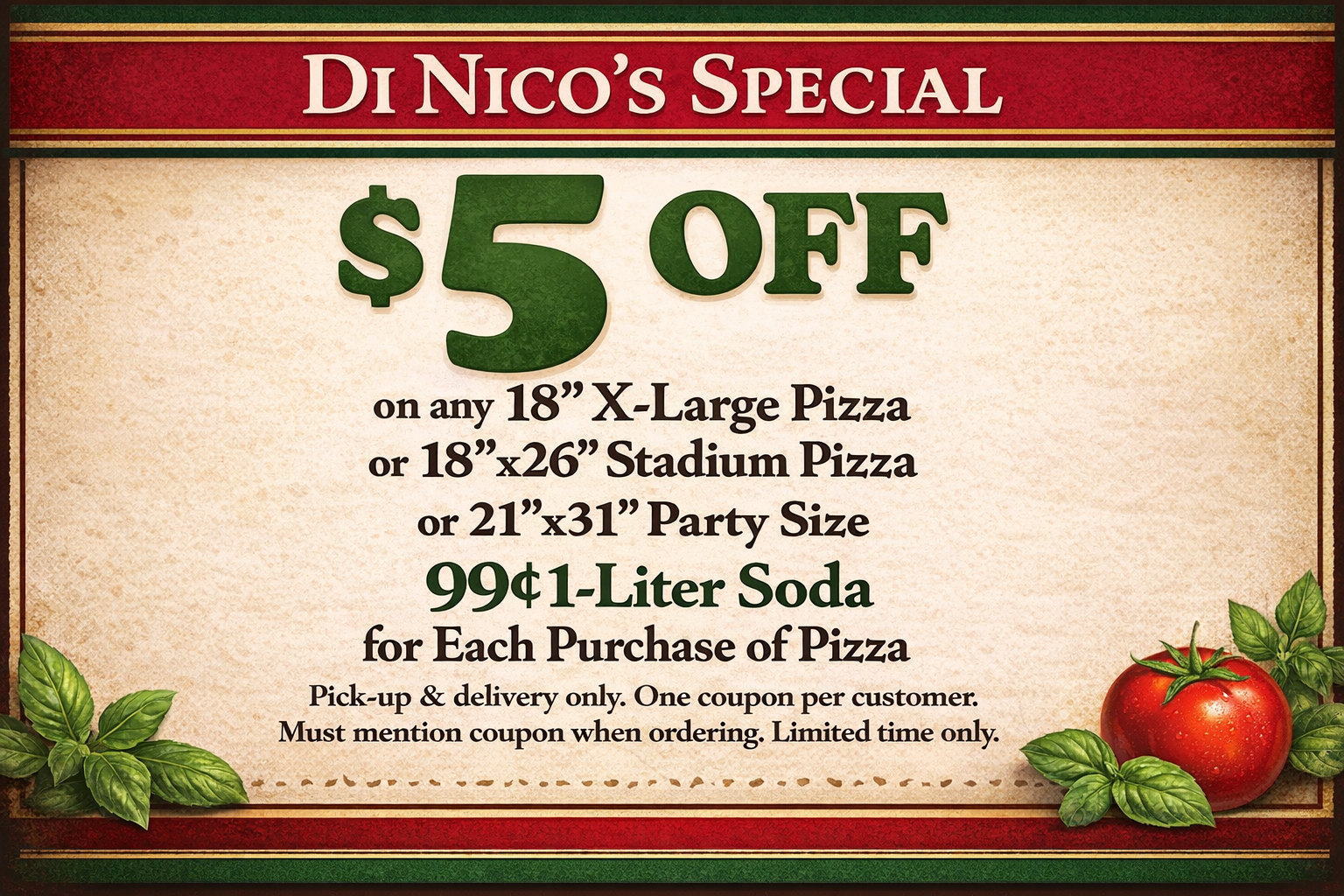 Di Nico's Special - get $5 off