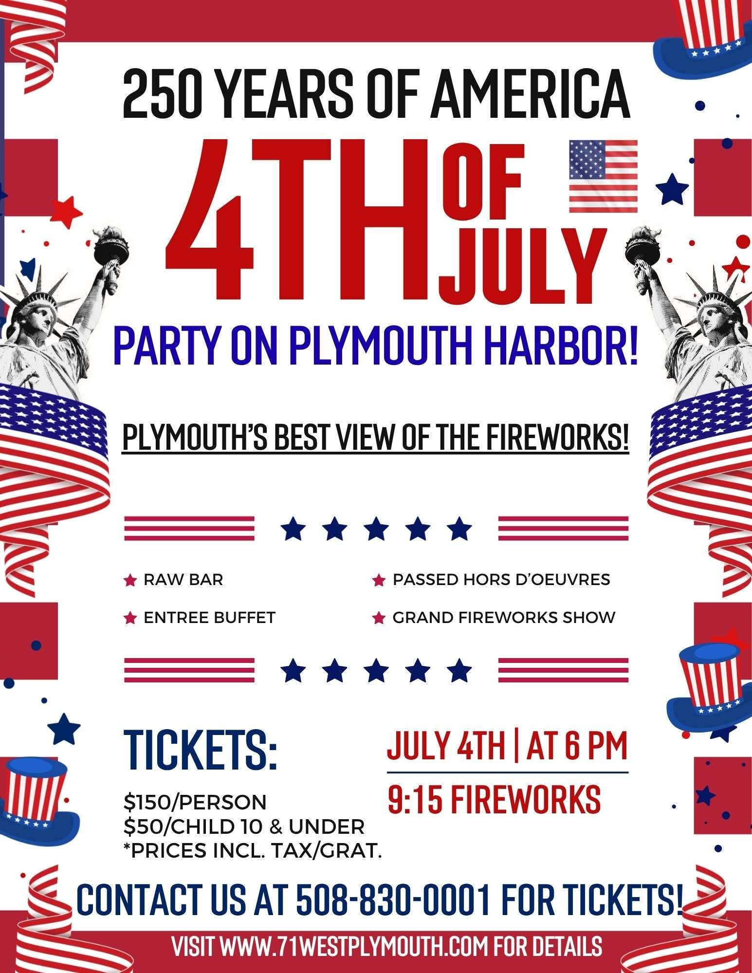 250 Years of America 4th of July Party on plymouth harbor