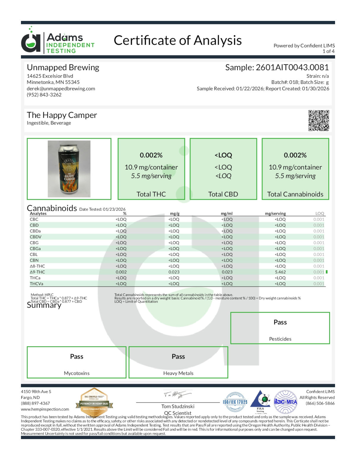 Results for 2601AIT0043.0081 page 1 of 4