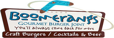 Boomerang's Gourmet Burger and Whiskey Joint logo top