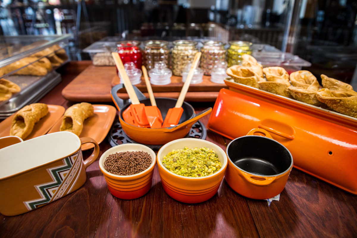 various kinds of food served on a table