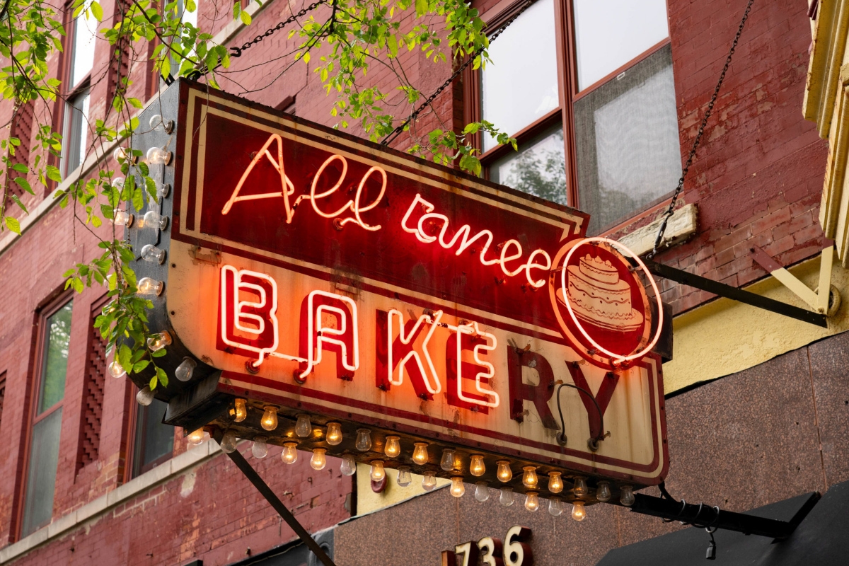 Alliance Bakery Division location neon sign