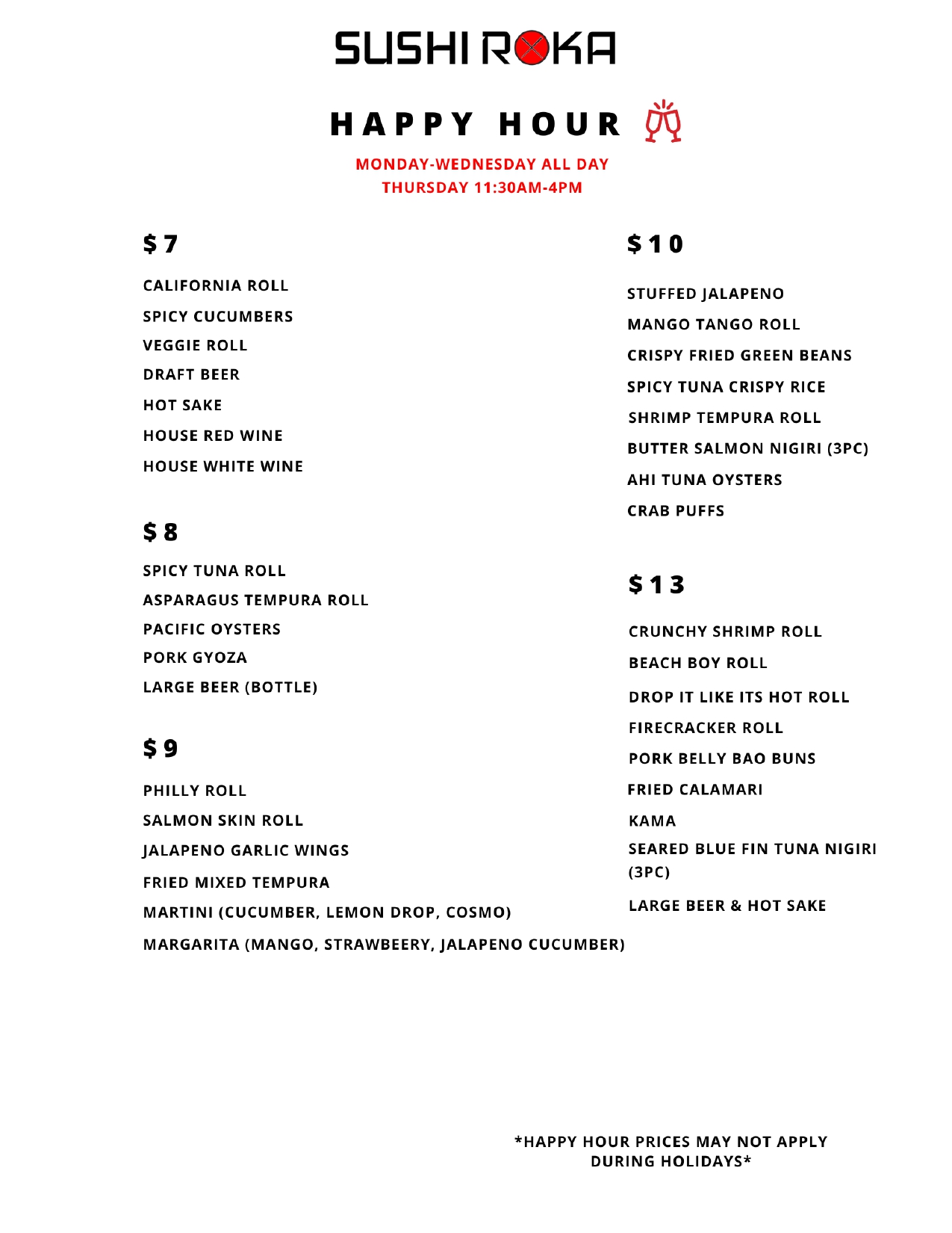 Sushi Roka Happy Hour
