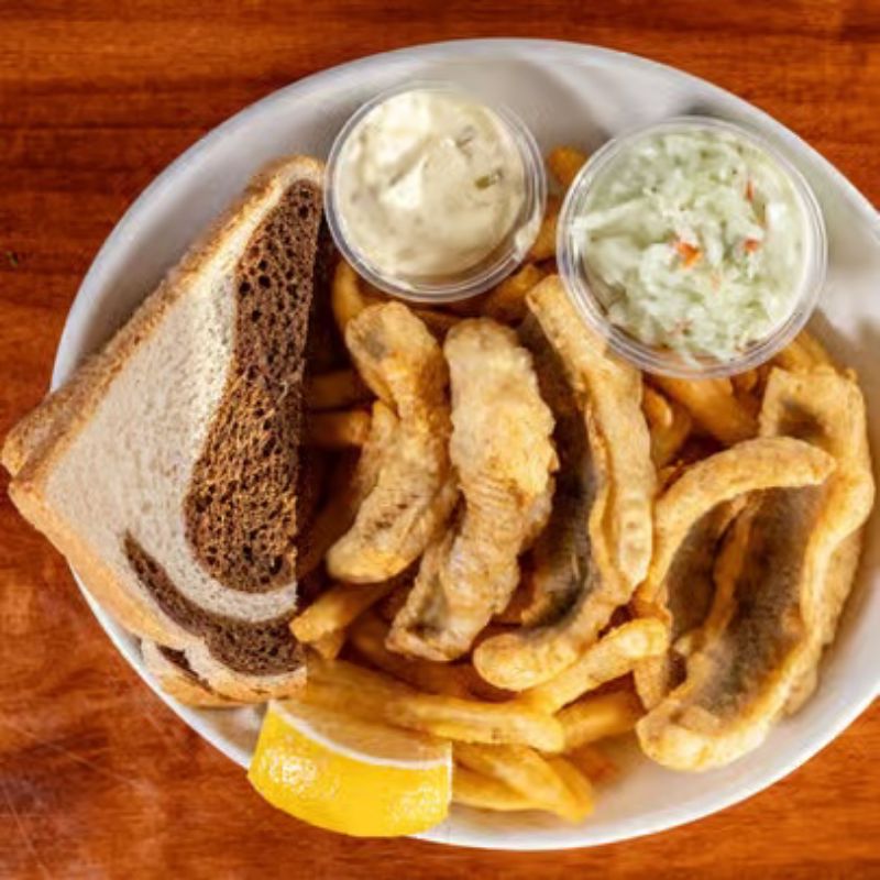Traditional Wisconsin fish fry with sides