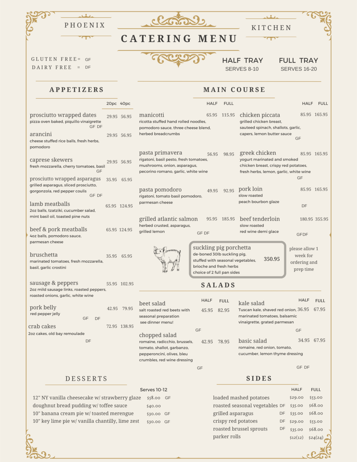 Catering menu