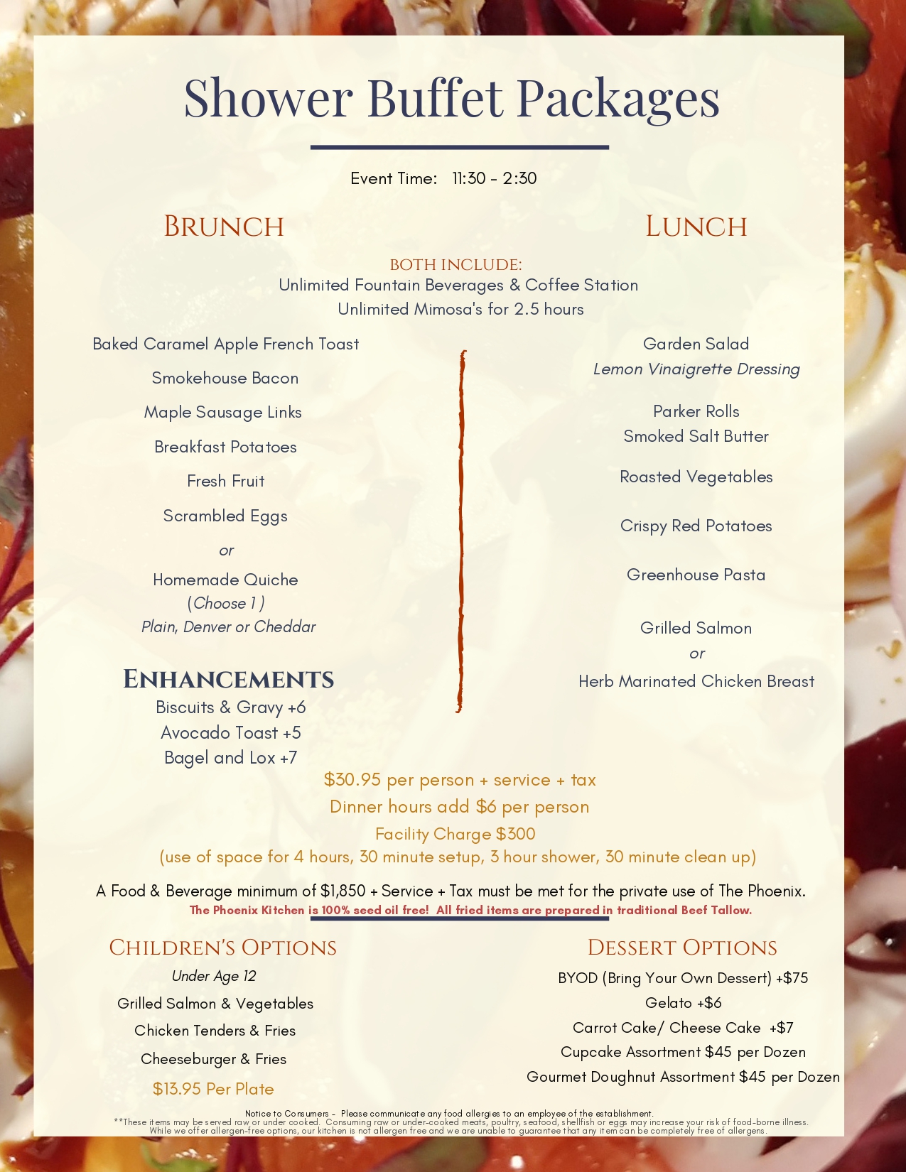 Phoenix Events Menu 5