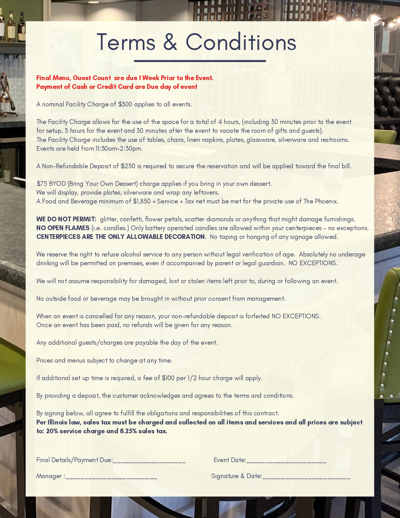 Phoenix Events Menu 6