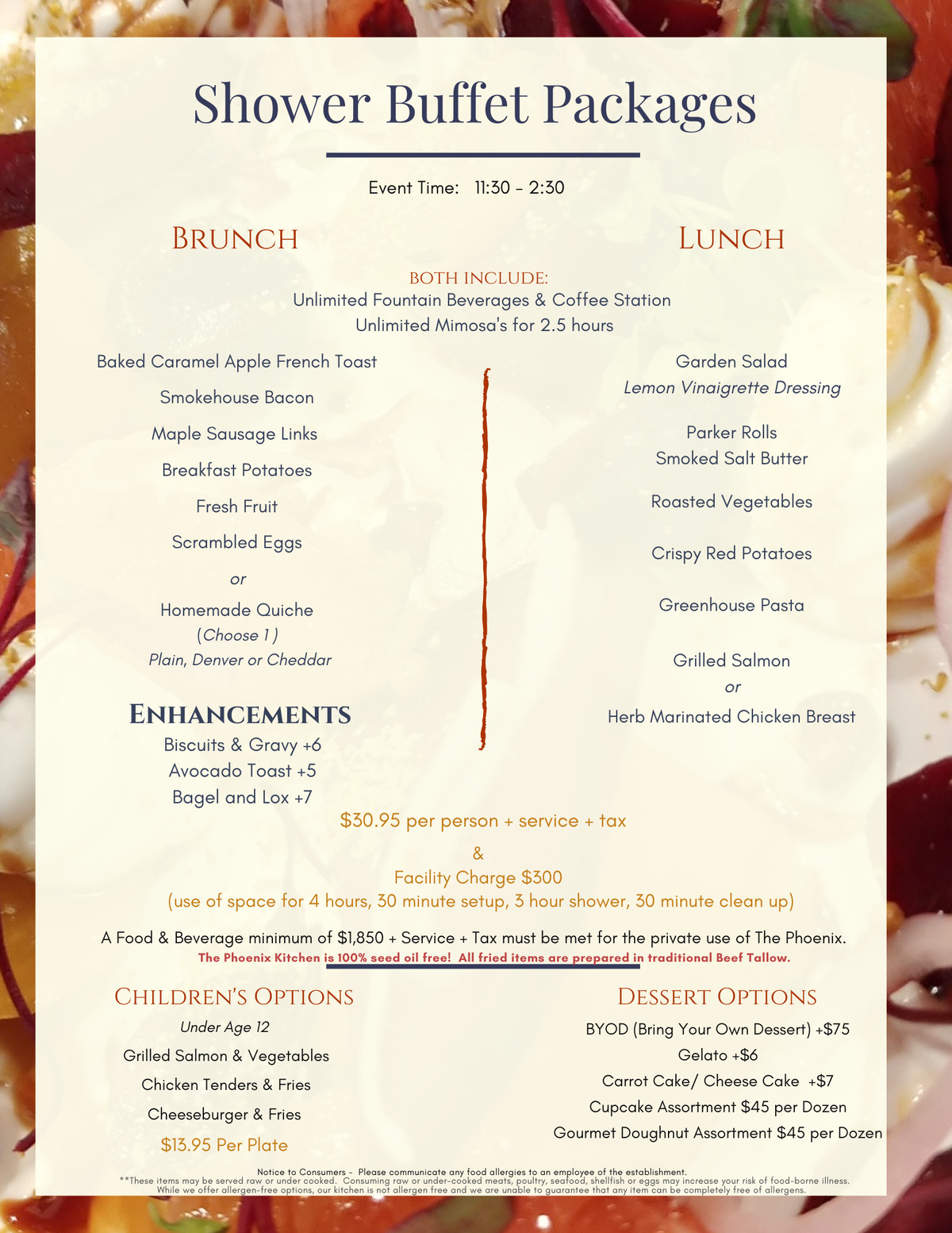 Shower Buffet Menu 1