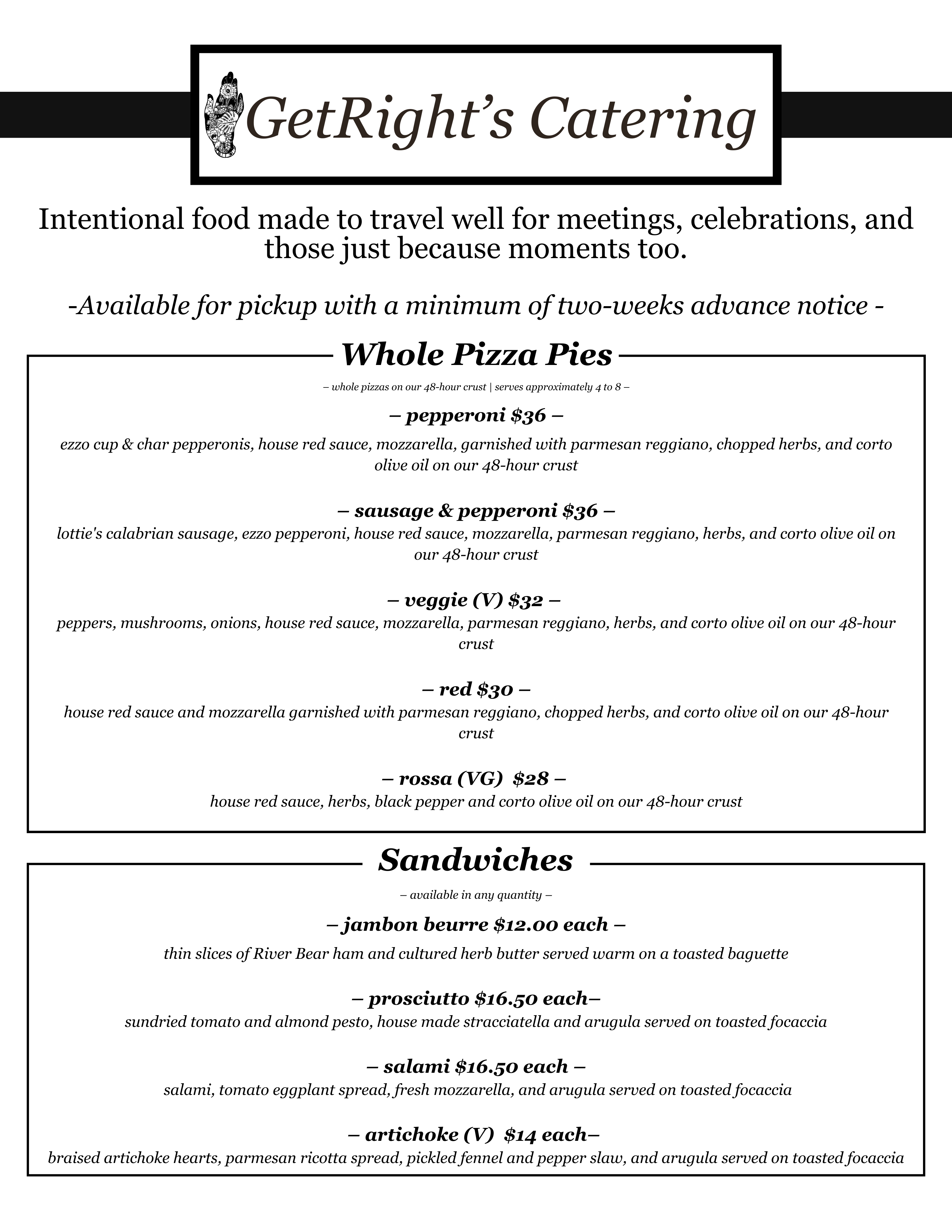 Catering menu page 2