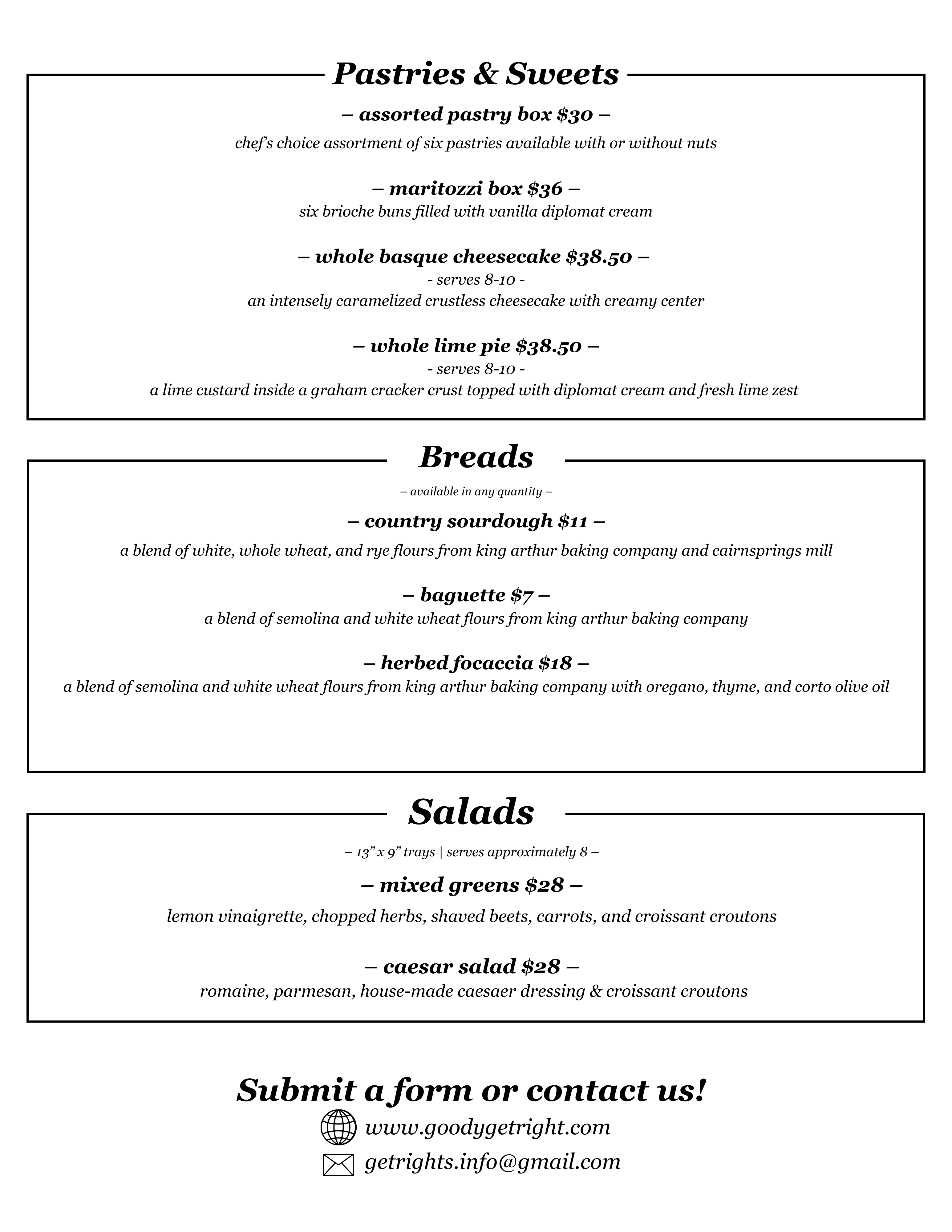 Catering menu page 3