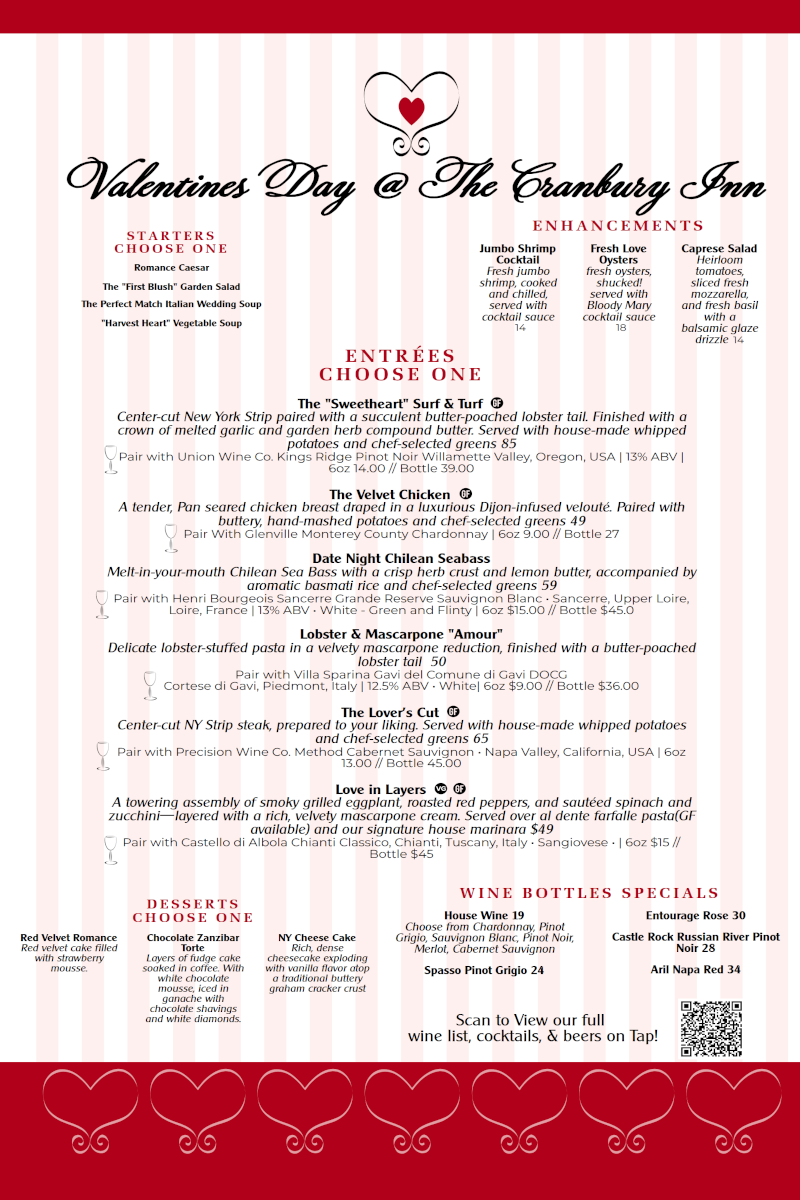 valentines day menu