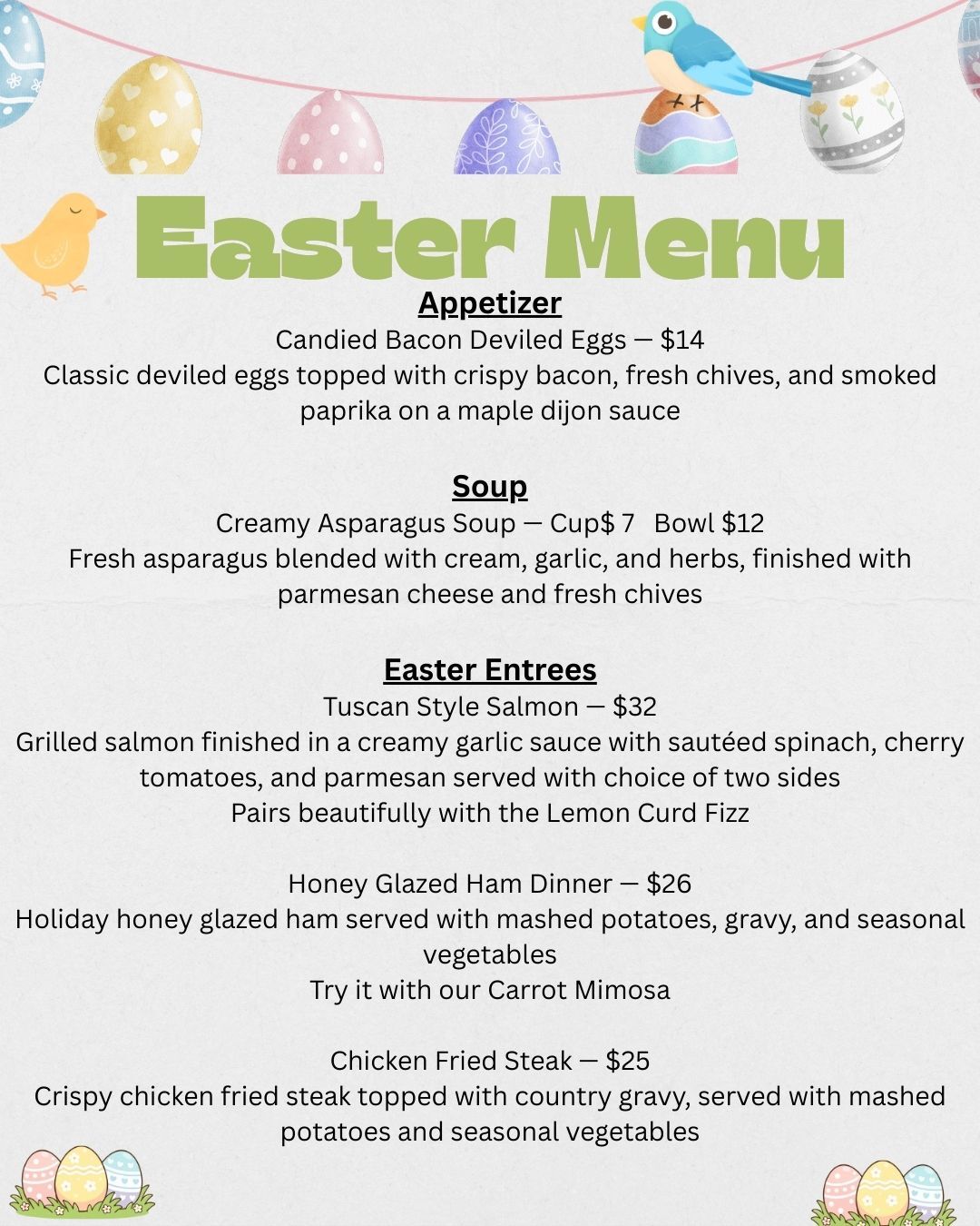 Easter Menu