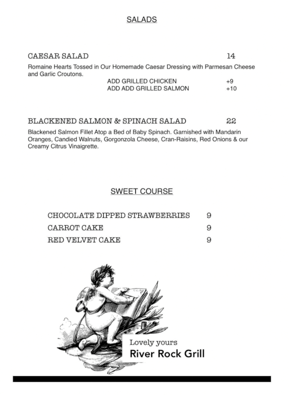Valentine’s day menu, page two