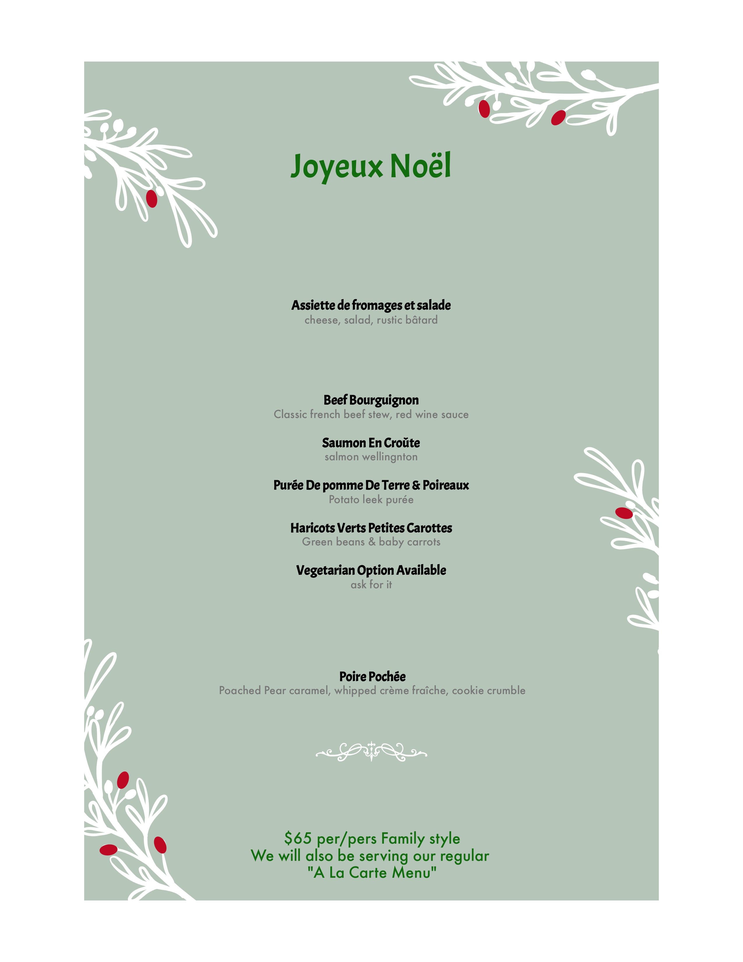 Christmas Eve menu