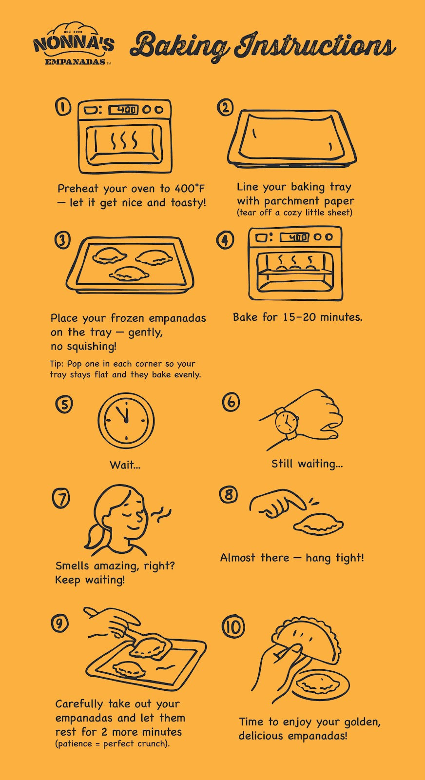 Nonna's empanadas baking instructions