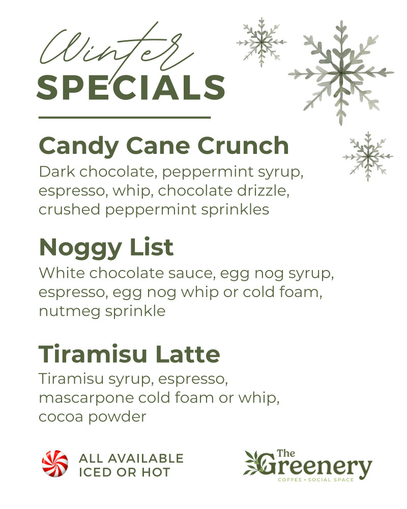 Winter specials menu