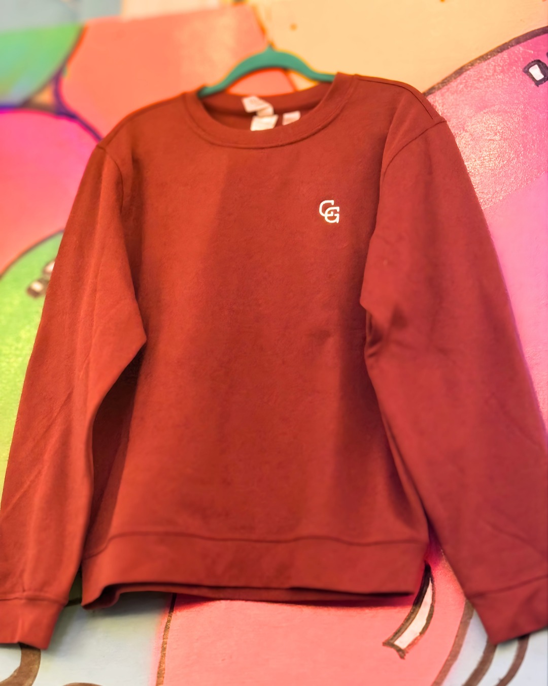 crewneck front burgundy