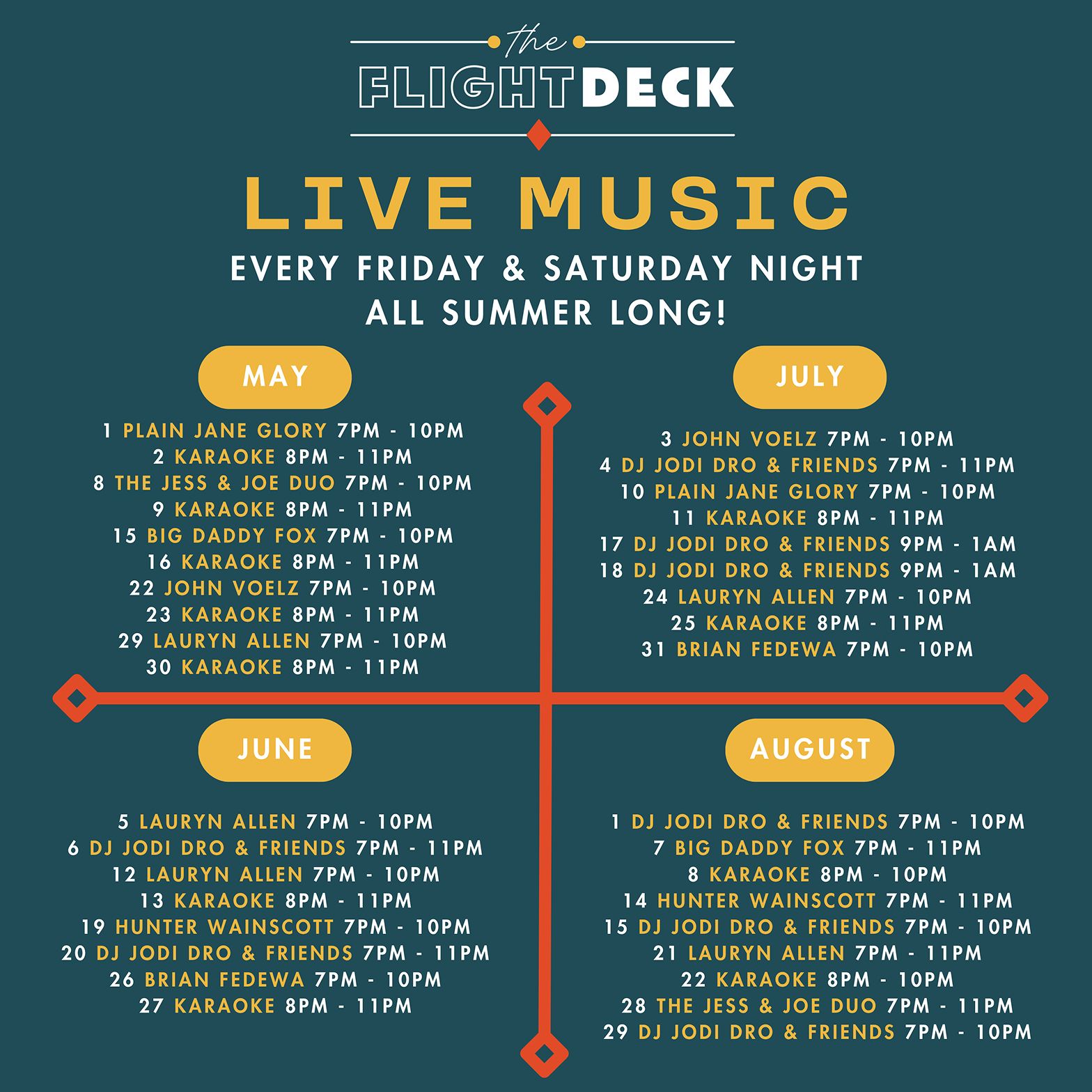 Live music every Friday & Saturday night all summer long!