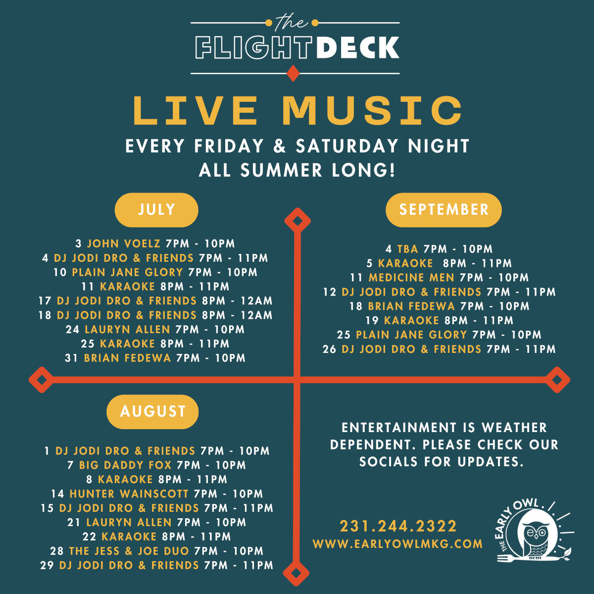 Live music every Friday & Saturday night all summer long!