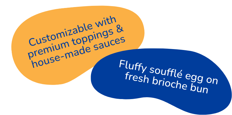 Fluffy Soufflé egg on fresh brioche bun