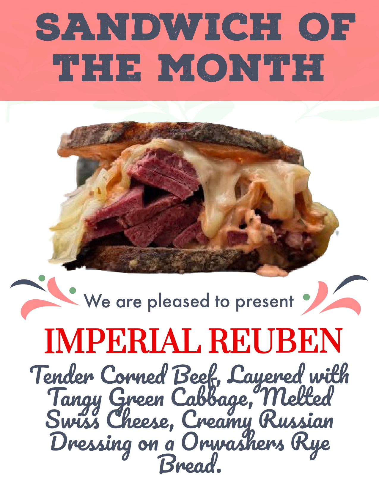 Sandwich of the Month imperial reuben
