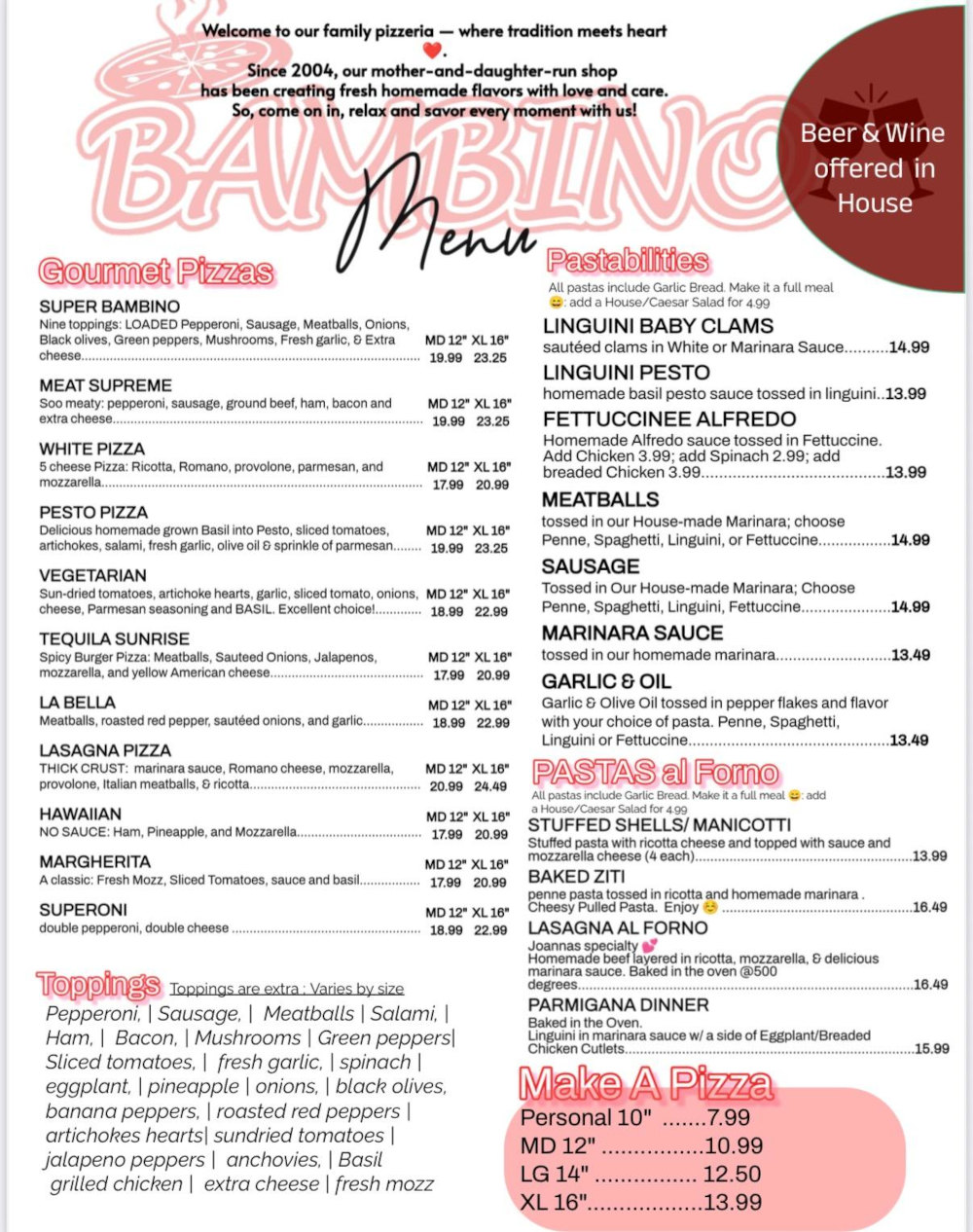 Menu page 1