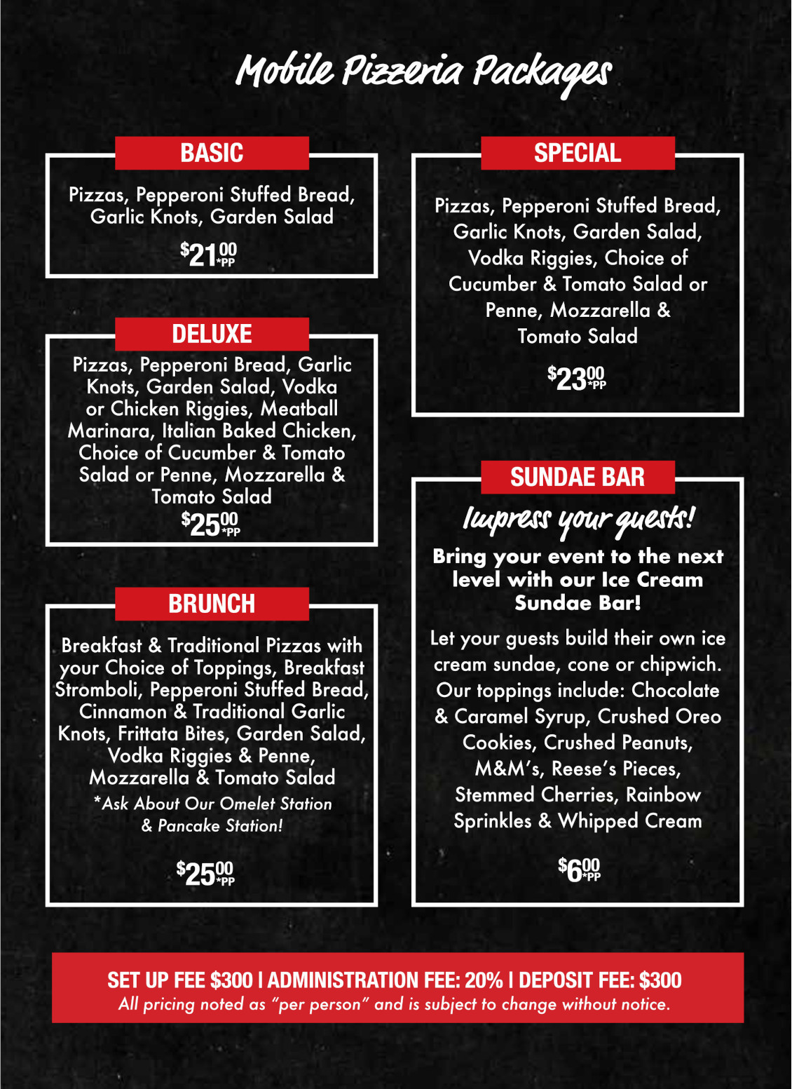 mobile pizzeria packages