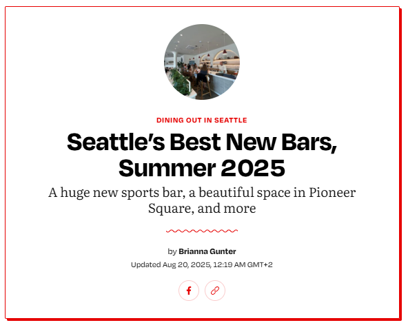 Seattle's Best New Bars, Summer 2025