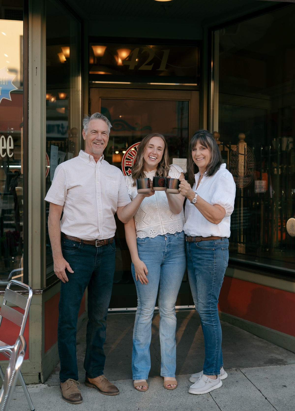 Jim, Sarah, and Joan in front of The Hideaway