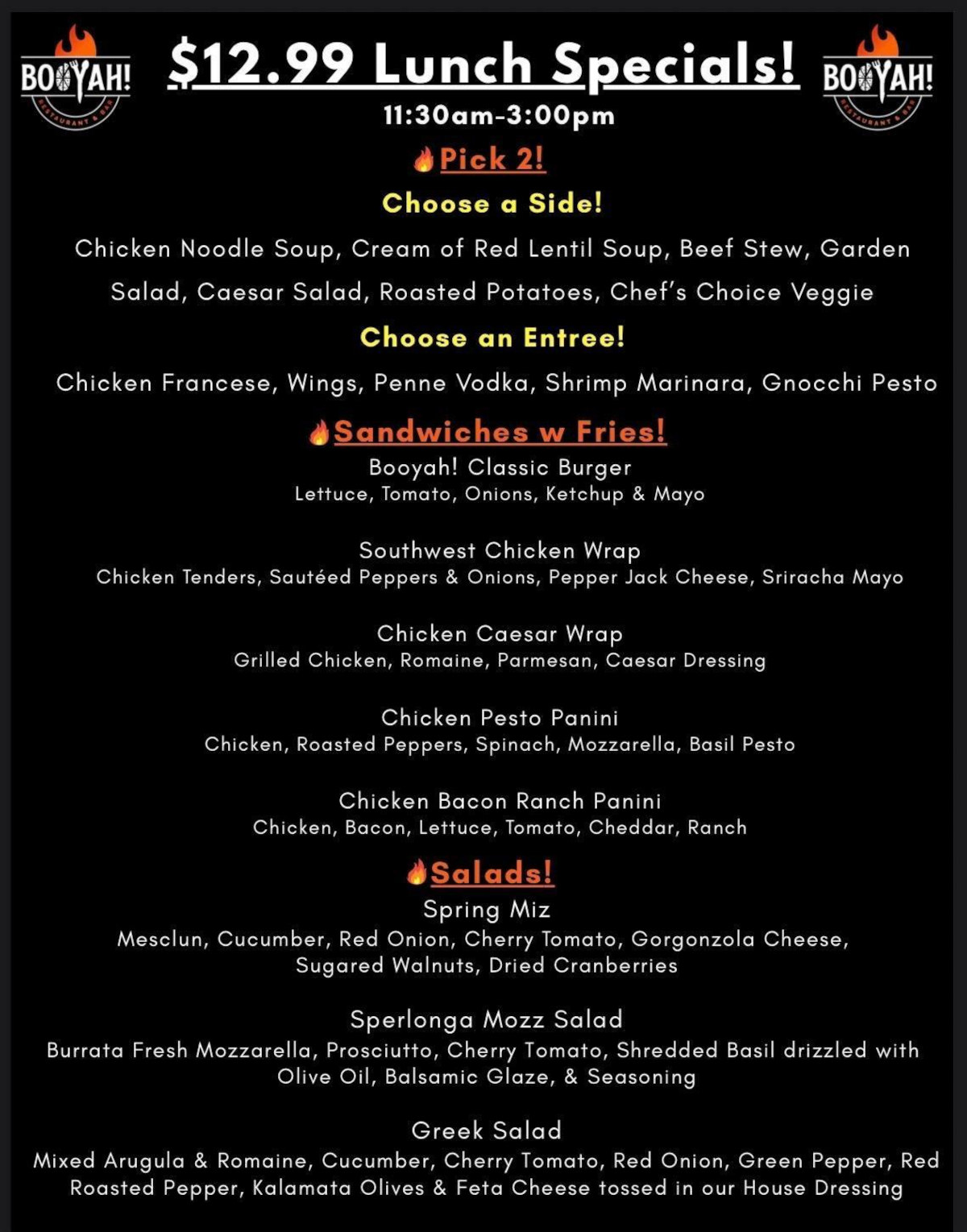 $12.99 Lunch Specials!