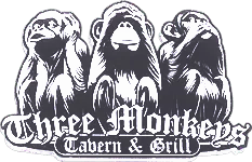 Three Monkeys Tavern and Grill logo scroll