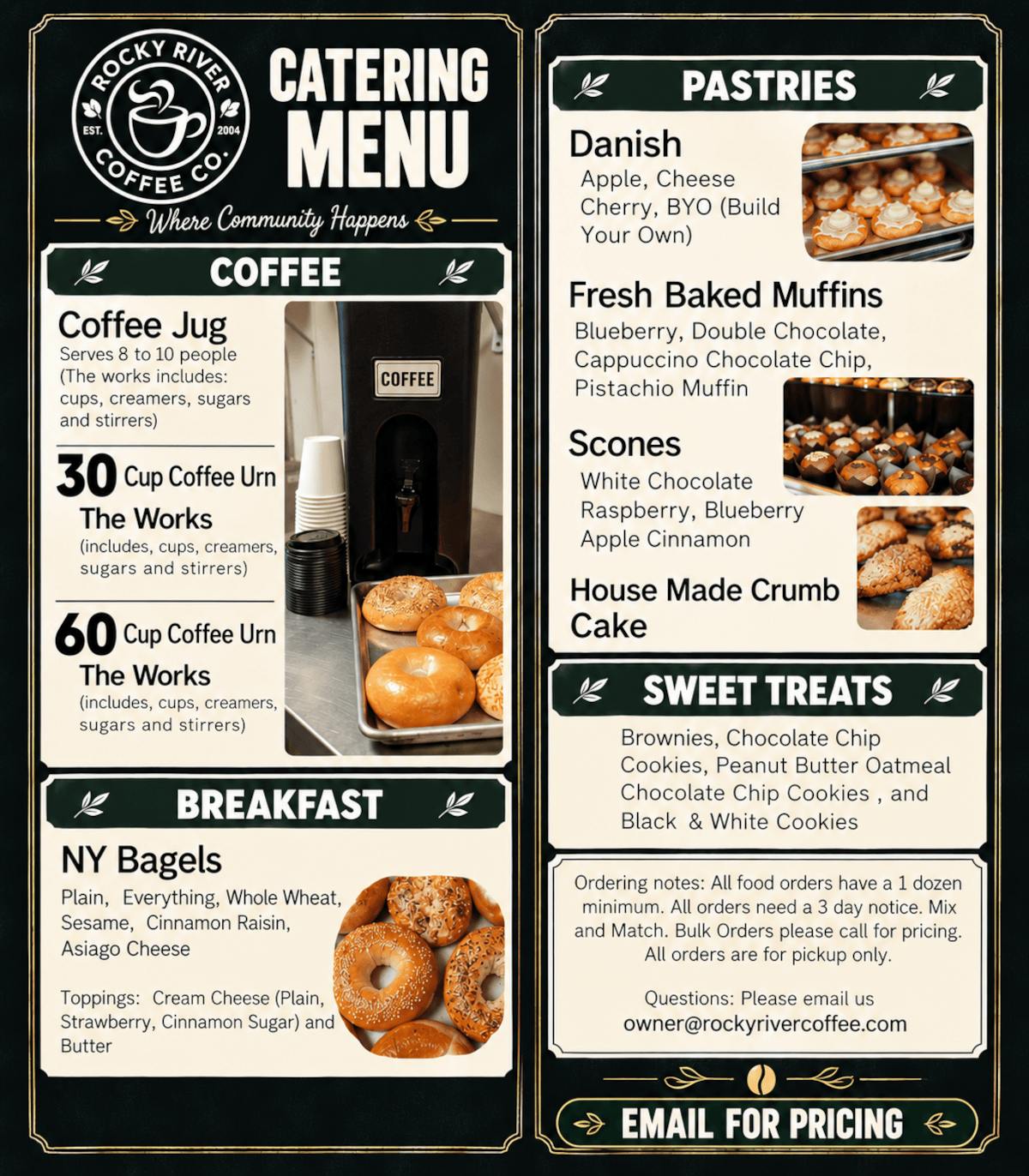 coffee and pastries menu flyer