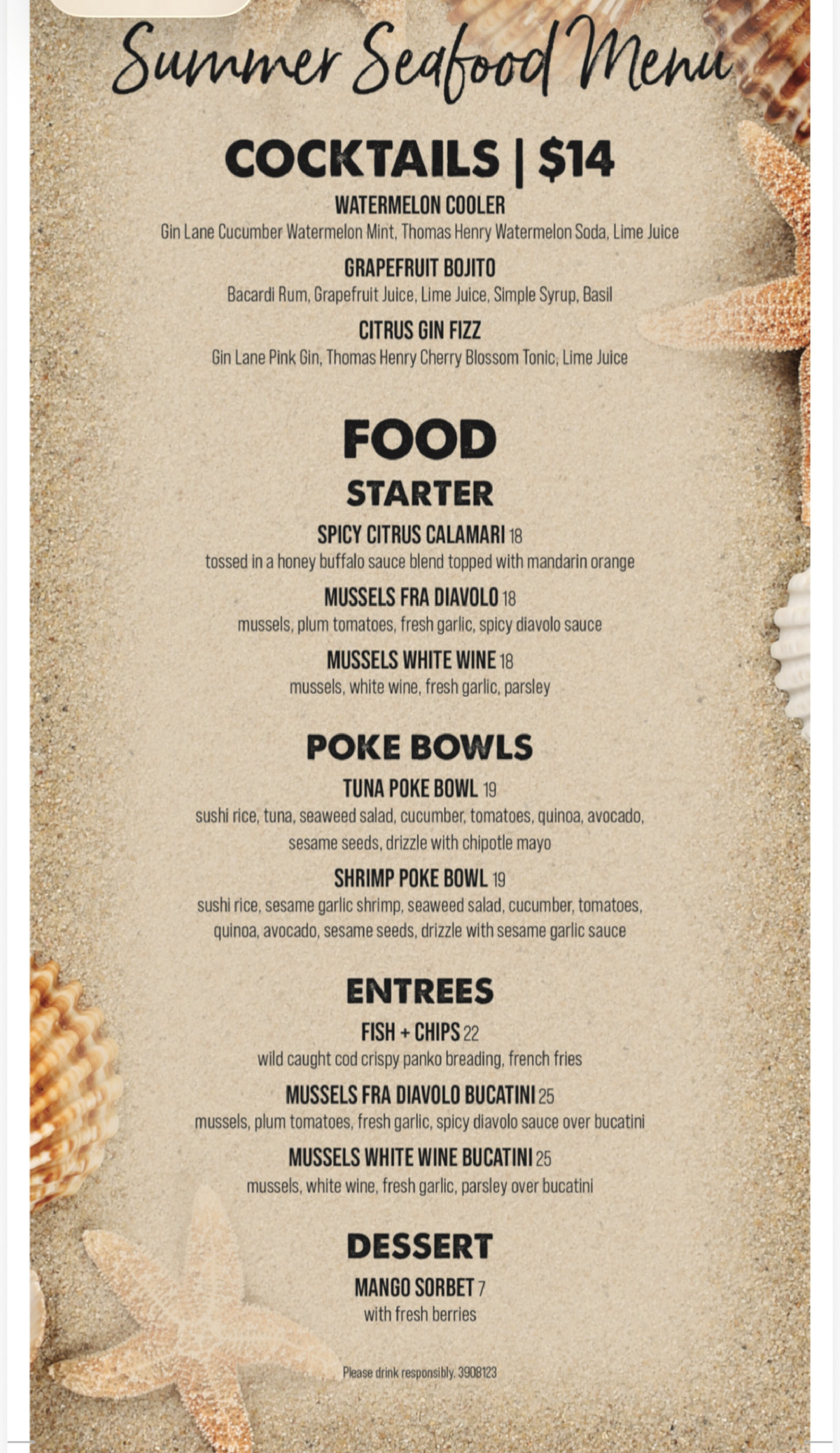 Summer Menu, page 1