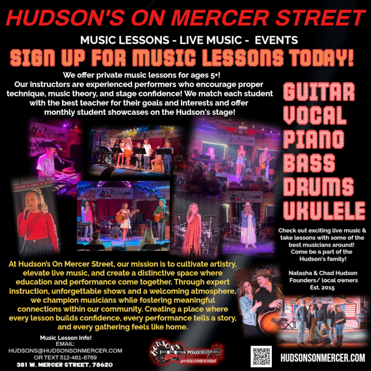 Hudson's on mercer street music lessons