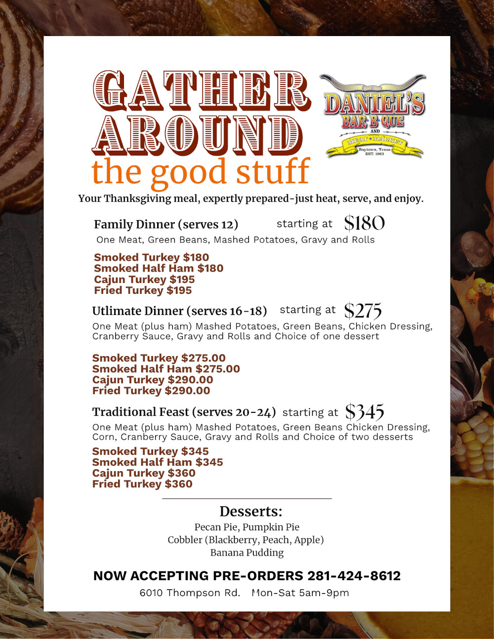 thanksgiving menu