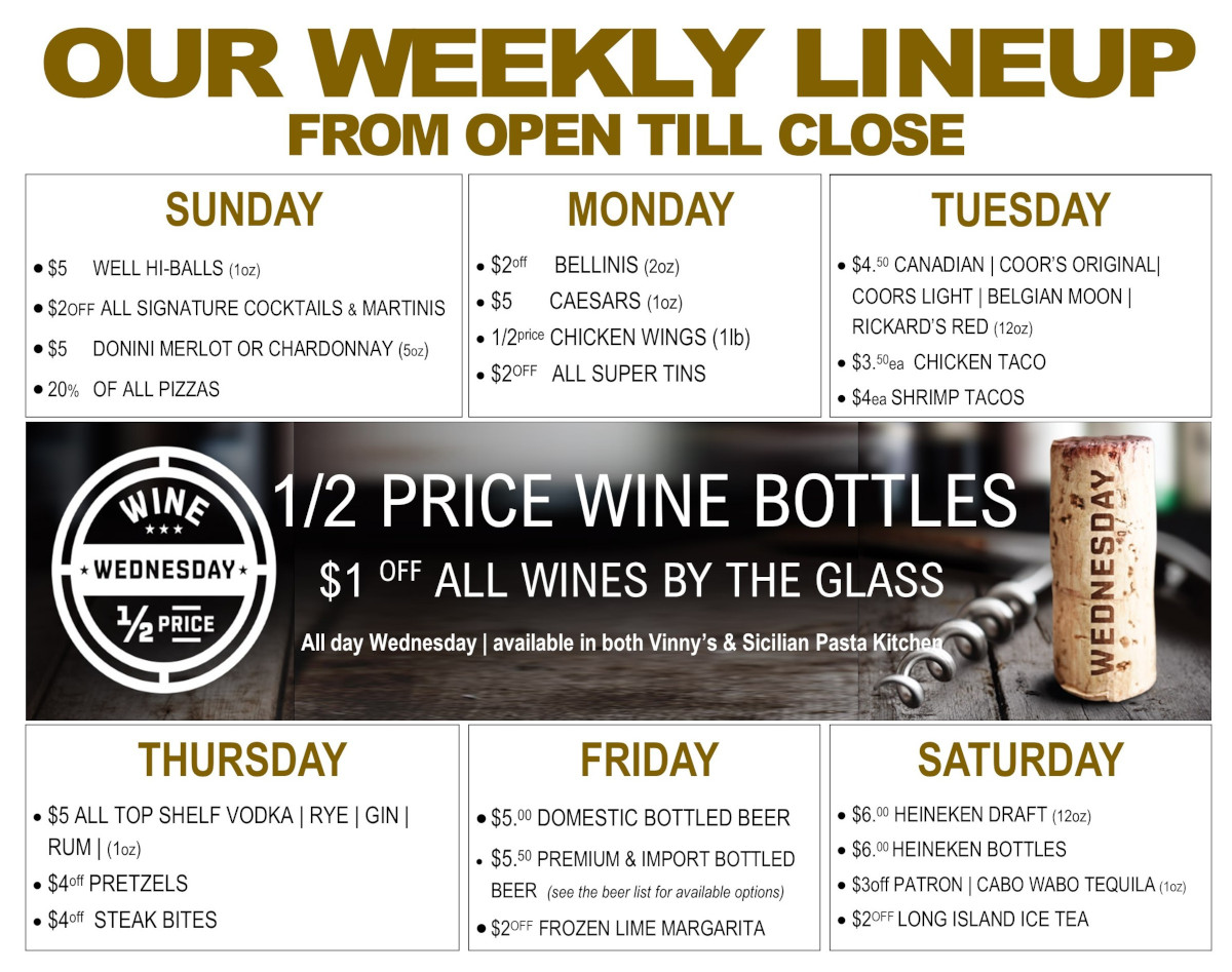 Our Weekly Lineup from open till close flyer