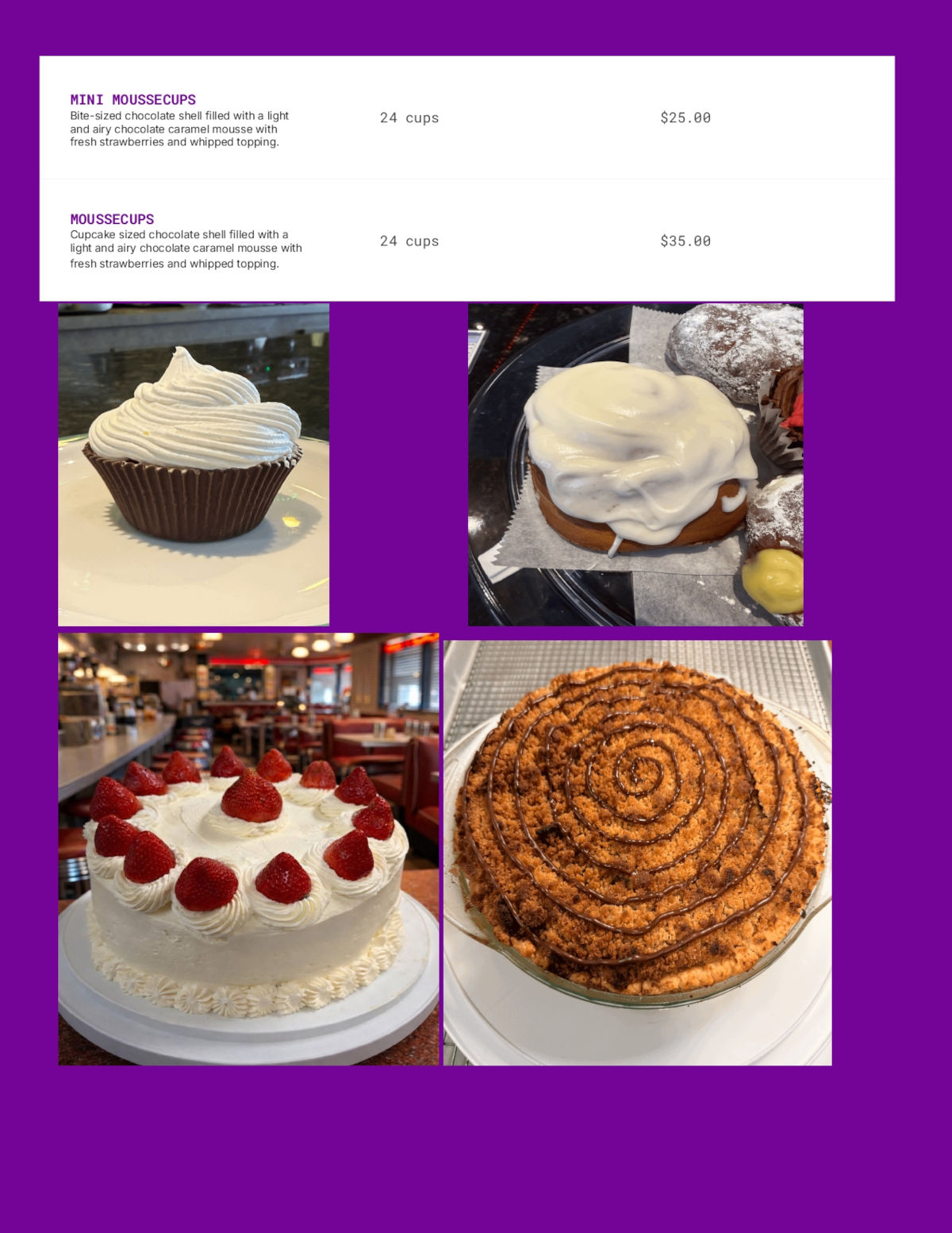 Raine’s Restaurant - Confectionary menu page two