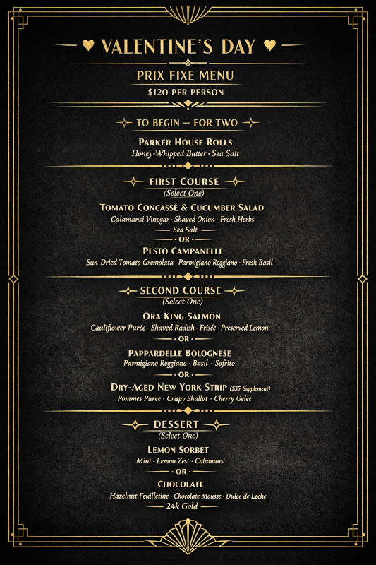 Valentine's Day Menu