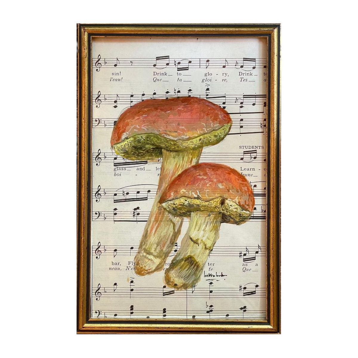 a picture of mushrooms on a sheet of music